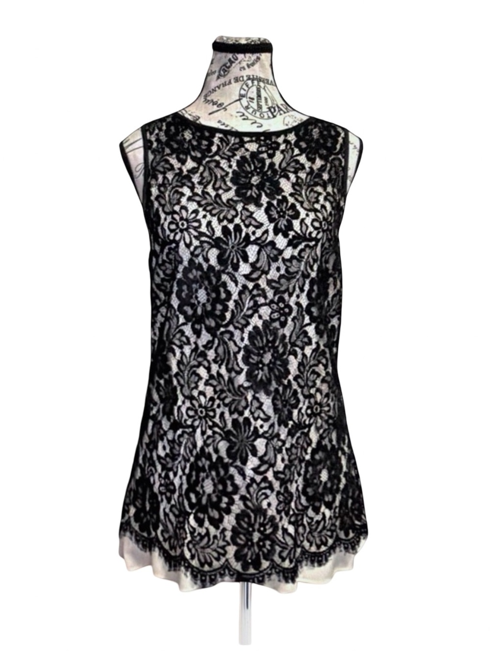 Fifteen Twenty Silk Lace Overlay Tunic Dress | Black Floral Lace | Size M